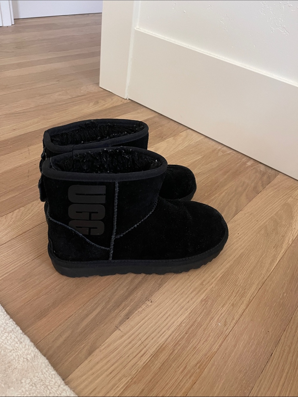 UGG Black Suede Short Shearling Ankle Boots